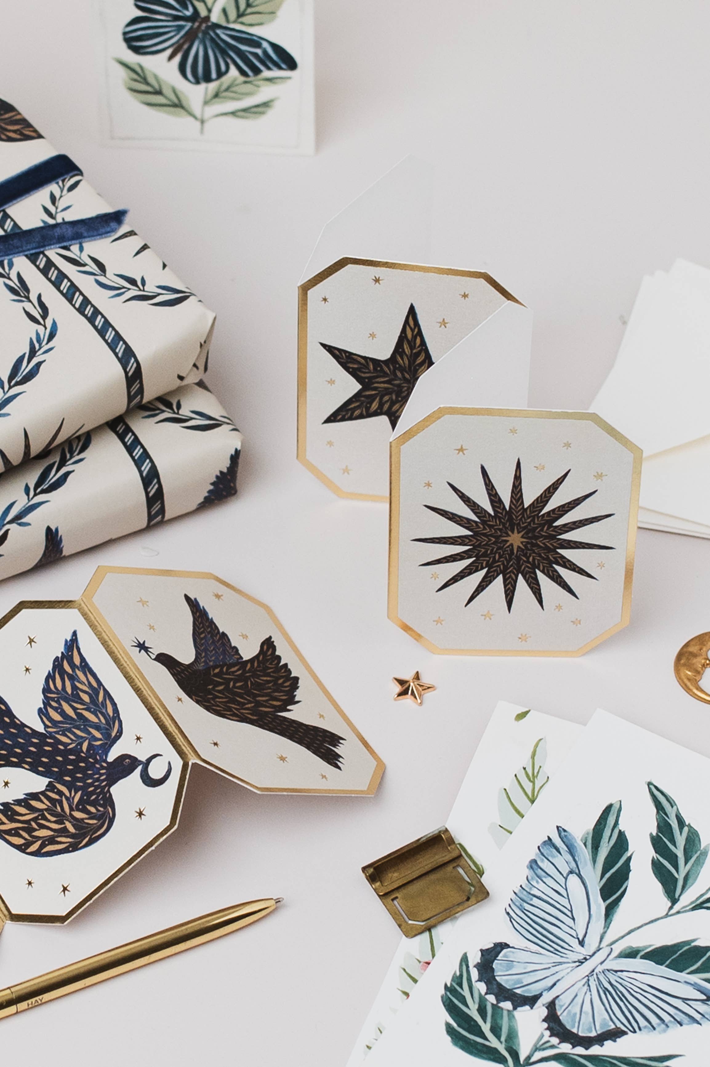 CELESTIAL CONCERTINA BLUE MOON STAR SUN DIE CUT MINI CARD