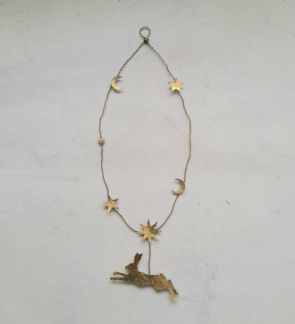 Handmade Brass Hanging Decoration - Hare
