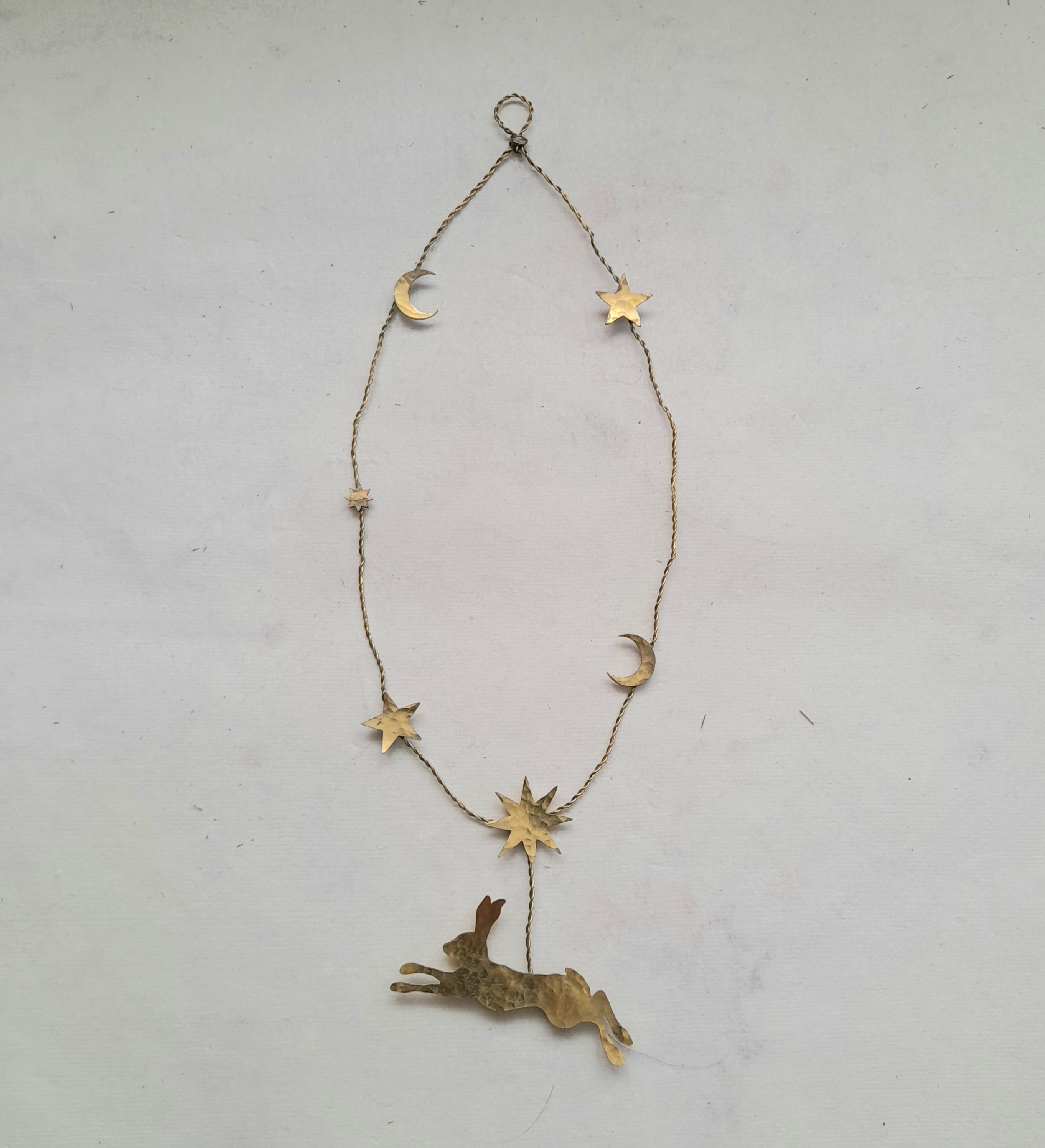 Handmade Brass Hanging Decoration - Hare