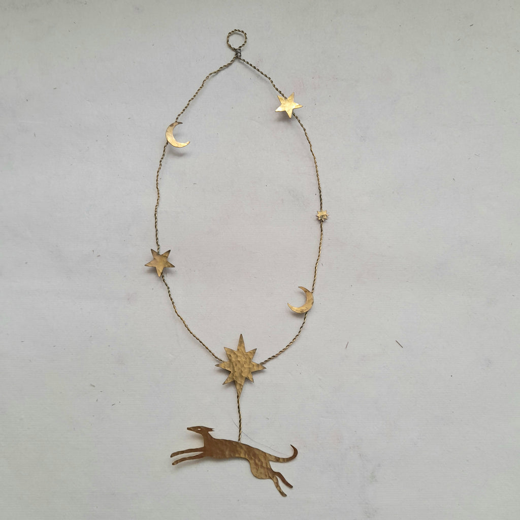 Handmade Brass Hanging Decoration - Greyhound