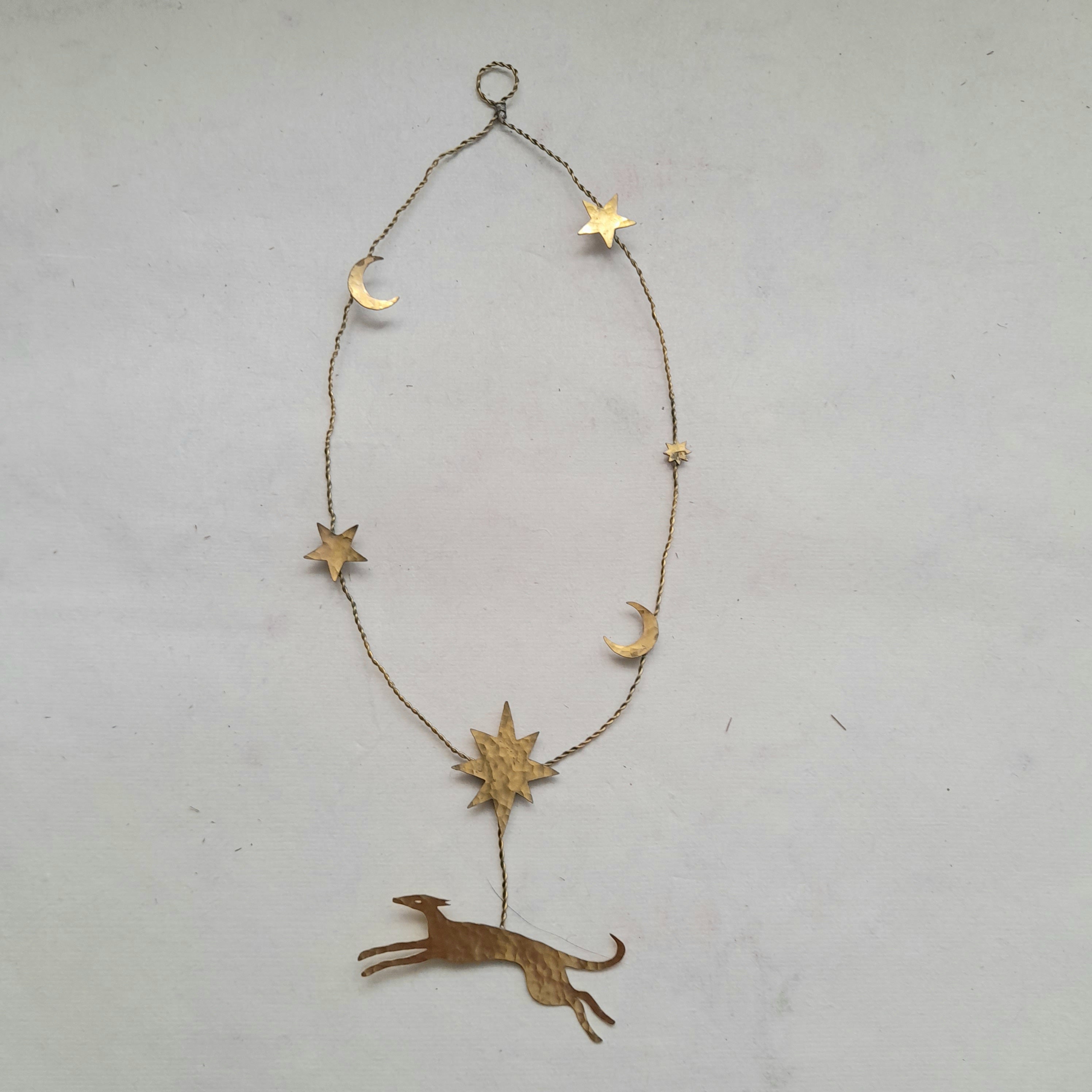 Handmade Brass Hanging Decoration - Greyhound