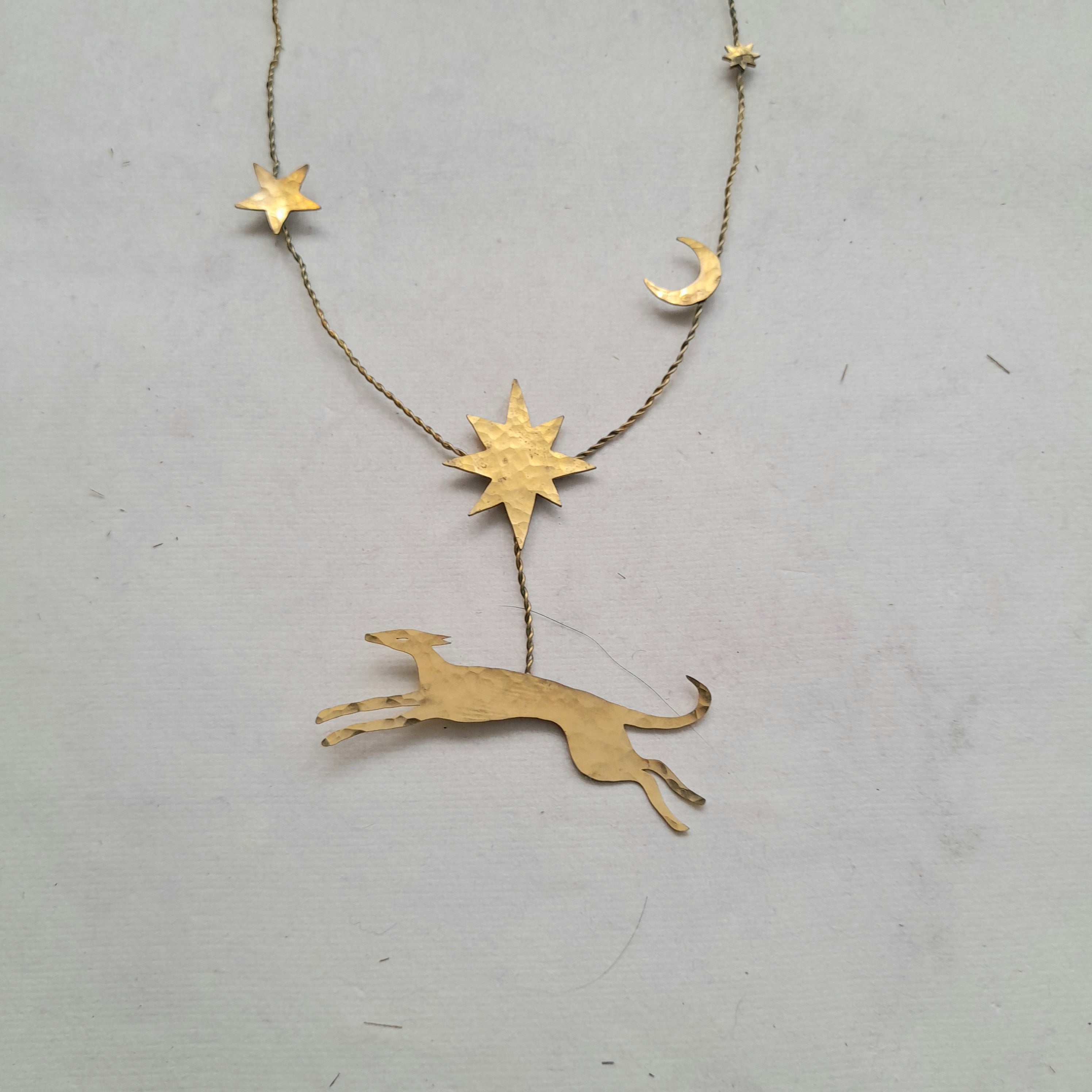 Handmade Brass Hanging Decoration - Greyhound