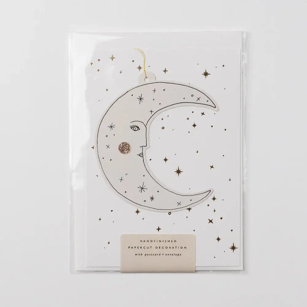 MOONFACE PAPERCUT DECORATION WITH POSTCARD AND ENVELOPE
