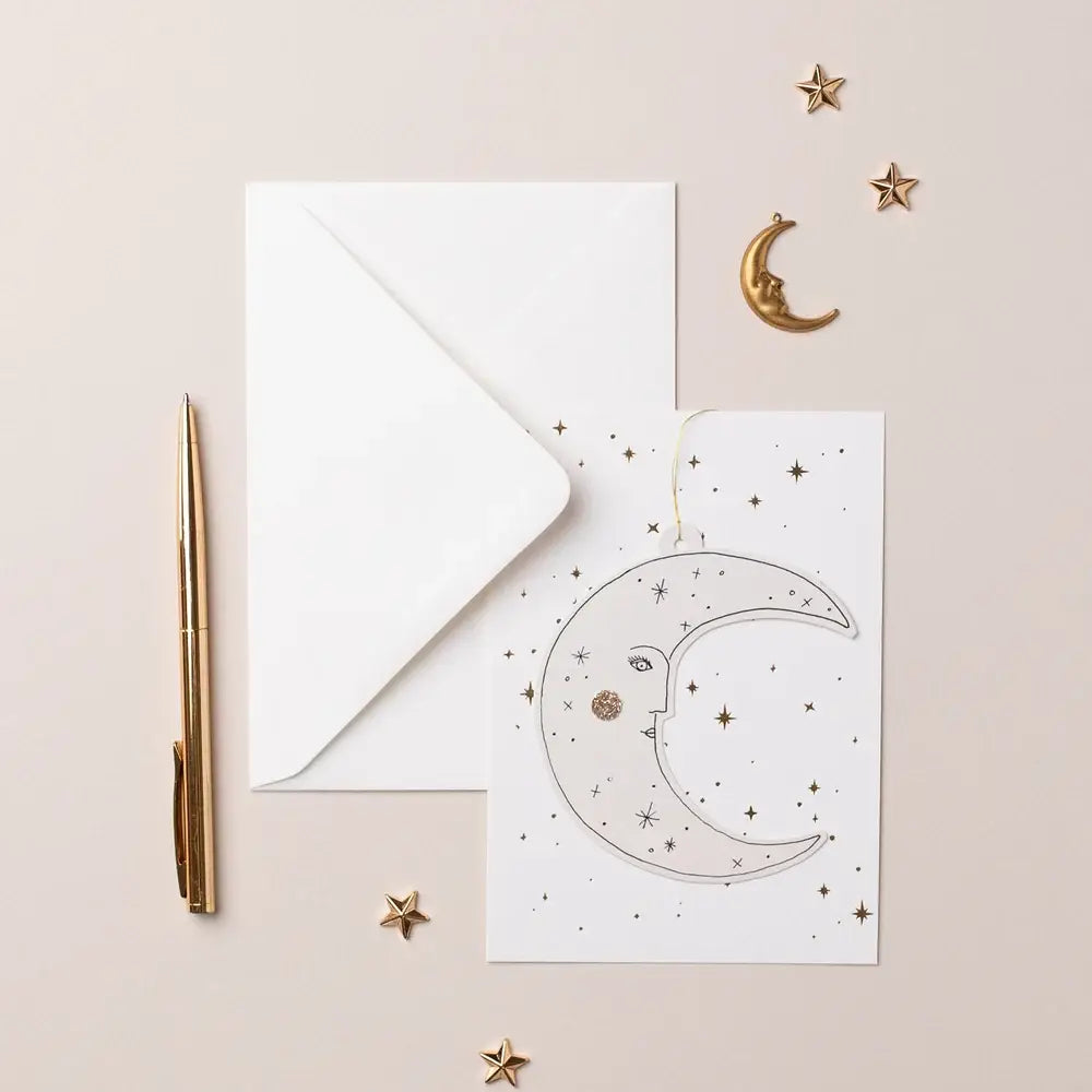 MOONFACE PAPERCUT DECORATION WITH POSTCARD AND ENVELOPE