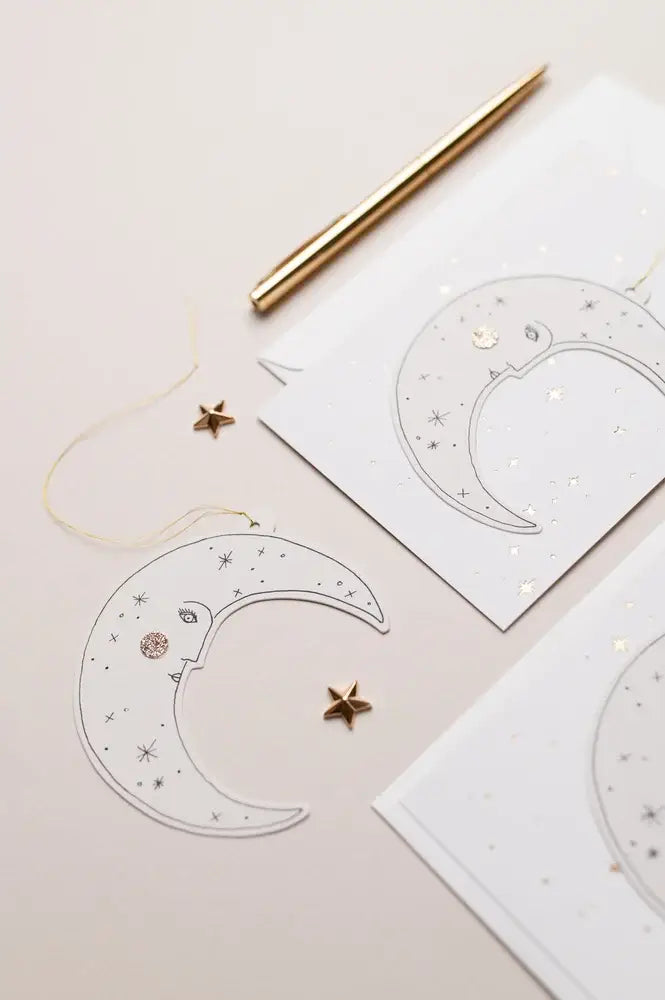 MOONFACE PAPERCUT DECORATION WITH POSTCARD AND ENVELOPE