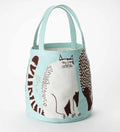 Cat Print Canvas Tote Bag - Light Blue