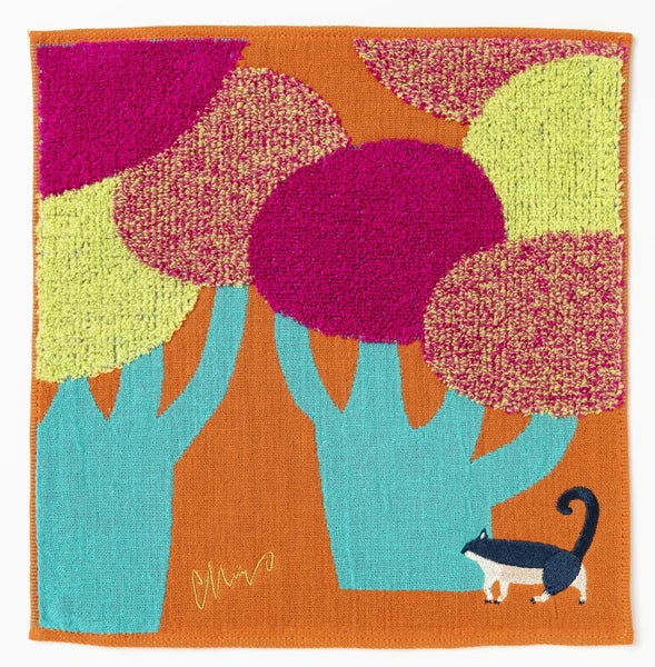 Morita Miw Fluffy Face Towel - Cat in Cactus Garden