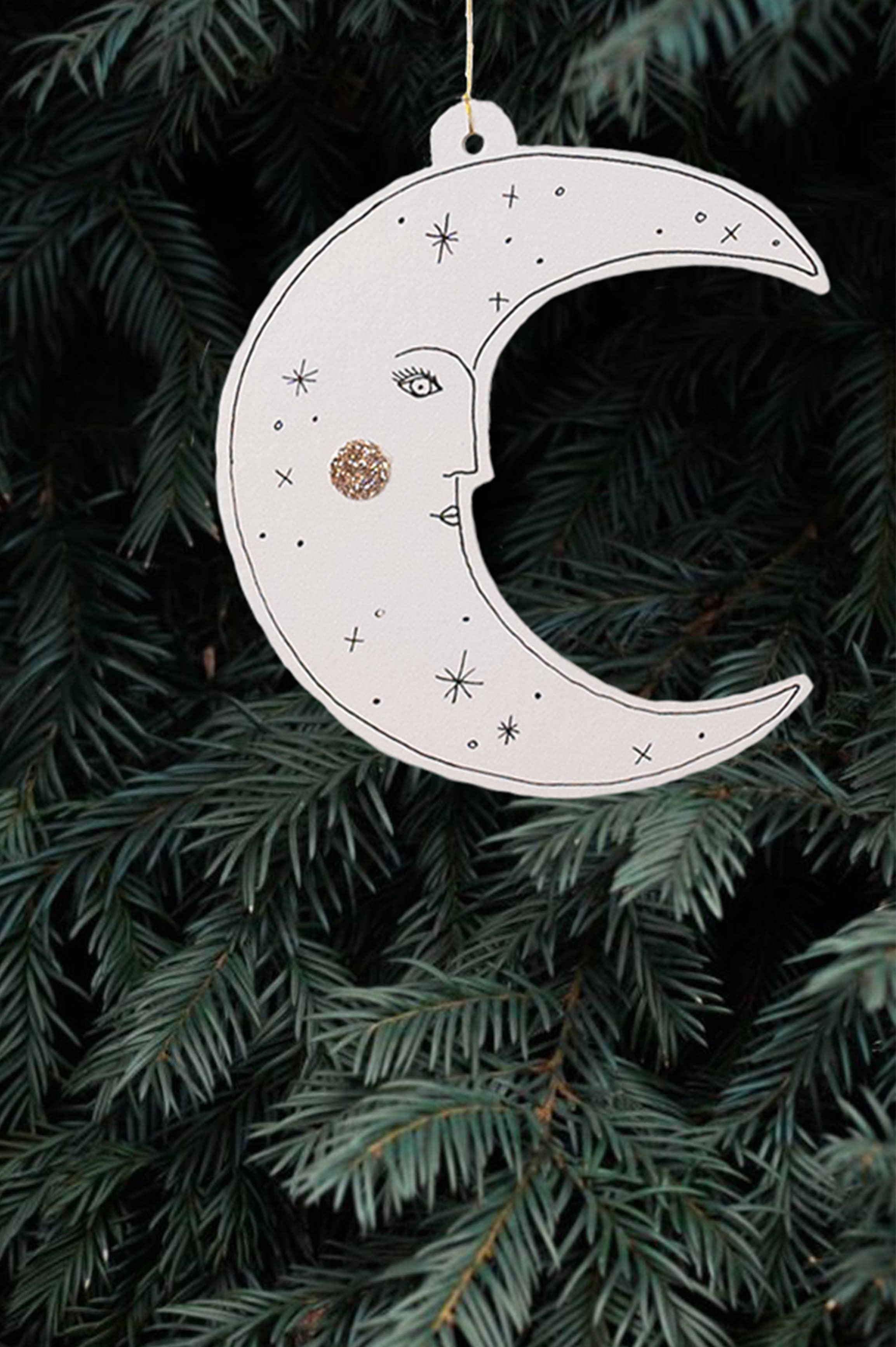 MOONFACE PAPERCUT DECORATION WITH POSTCARD AND ENVELOPE