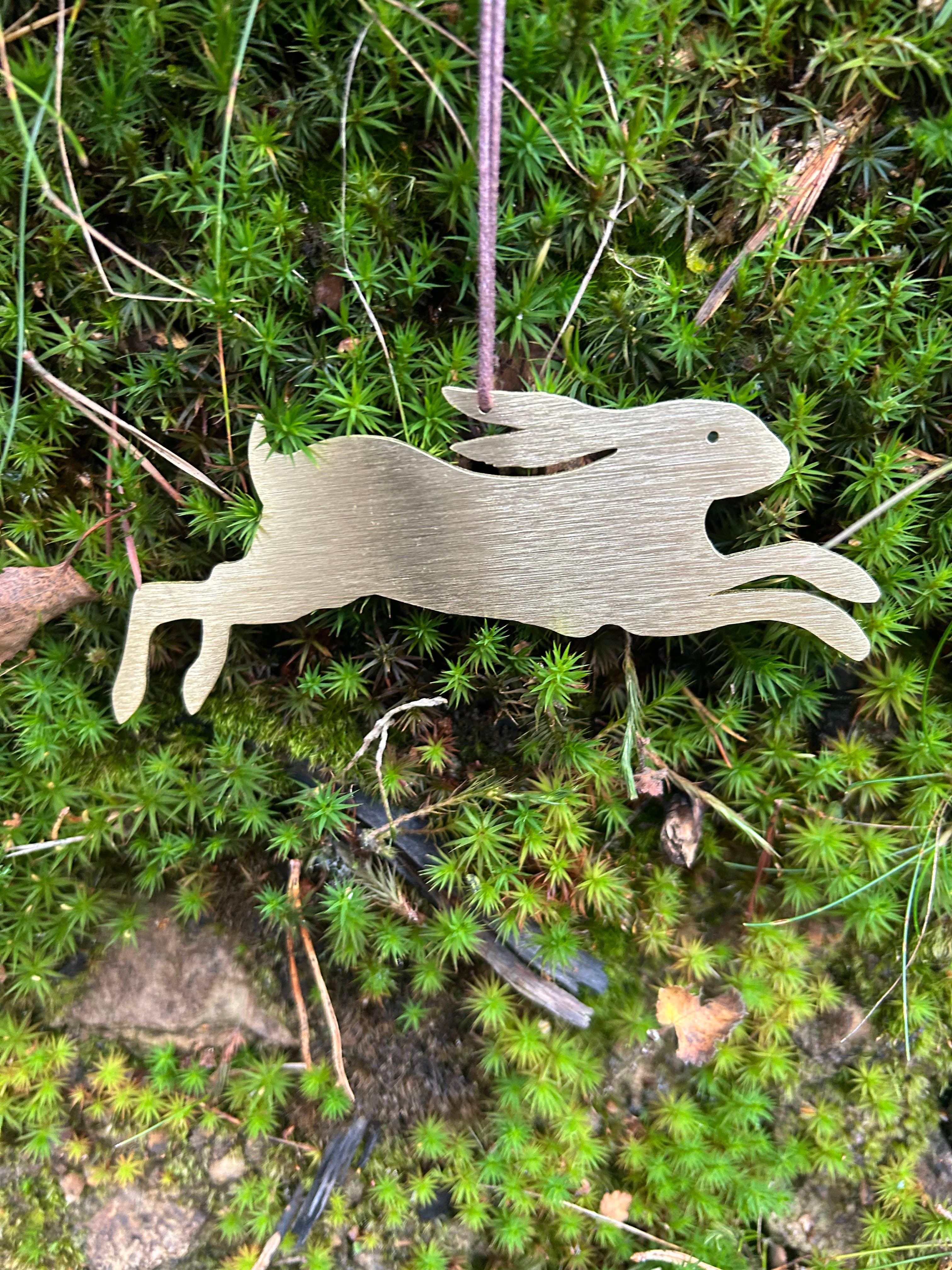 Solid Brass Leaping Hare decoration 