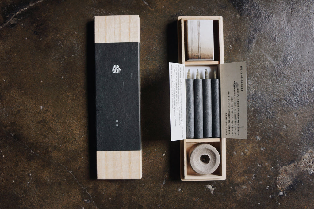 Haze Grey | Rice Candles Gift Set with Stand & Matches