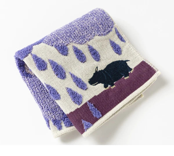 Japanese Cotton Handkerchief - Hippo Design
