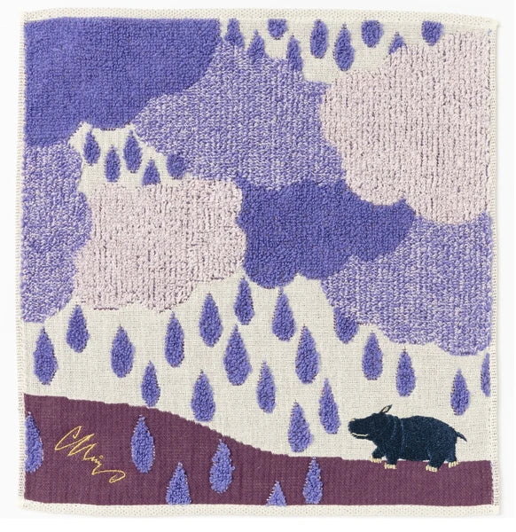 Japanese Cotton Handkerchief - Hippo Design