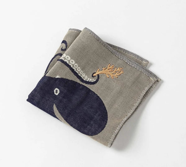 Japanese Cotton Handkerchief Towel - MoritaMiW x Kusubashi Monori - Octopus Design