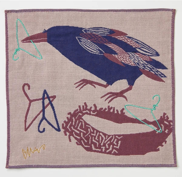 Japanese Cotton Handkerchief - Raven Design